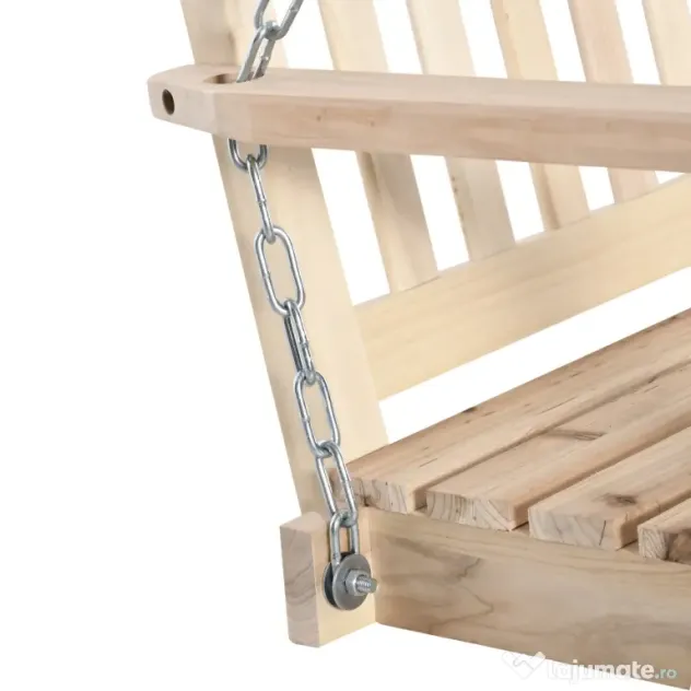 Outsunny Leagăn Suspendat din Lemn pentru 2 Persoane, Design Natural, Ideal pentru Grădină sau Terasă, 119x65x61 cm | Aosom Romania