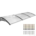 Outsunny Copertină Exterioară Curbată cu Șuruburi și Bolțuri Incluse, din Policarbonat, PP și Aluminiu, 90x295x23.5cm