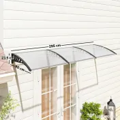 Outsunny Copertina pentru exterior, curbata cu suruburi si buloane incluse, copertina din policarbonat, PP si aluminiu, 295x90x23.5cm 