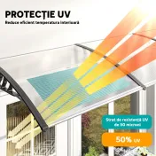 Outsunny Copertina pentru exterior, curbata cu suruburi si buloane incluse, copertina din policarbonat, PP si aluminiu, 295x90x23.5cm 