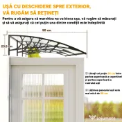 Outsunny Copertina pentru exterior, curbata cu suruburi si buloane incluse, copertina din policarbonat, PP si aluminiu, 295x90x23.5cm 