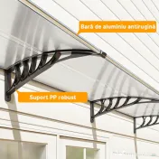 Outsunny Copertina pentru exterior, curbata cu suruburi si buloane incluse, copertina din policarbonat, PP si aluminiu, 295x90x23.5cm 