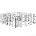 PawHut Tarc Modular pentru Animale, Gard de Protectie Pliabil din Otel cu 8 Panouri pentru Caini, Pisici sau Pui, Ø 158 x 61 cm, Negru
