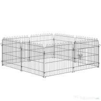 PawHut Țarc pentru Animale Mici, Cușcă Modulară din Oțel pentru Câini, Pisici, Pui, 158x61 cm, Negru | Aosom Romania