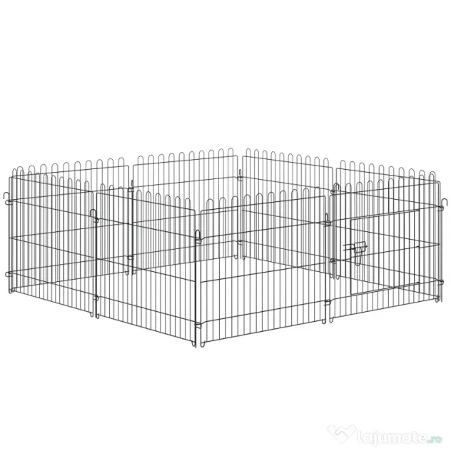 PawHut Țarc pentru Animale Mici, Cușcă Modulară din Oțel pentru Câini, Pisici, Pui, 158x61 cm, Negru | Aosom Romania