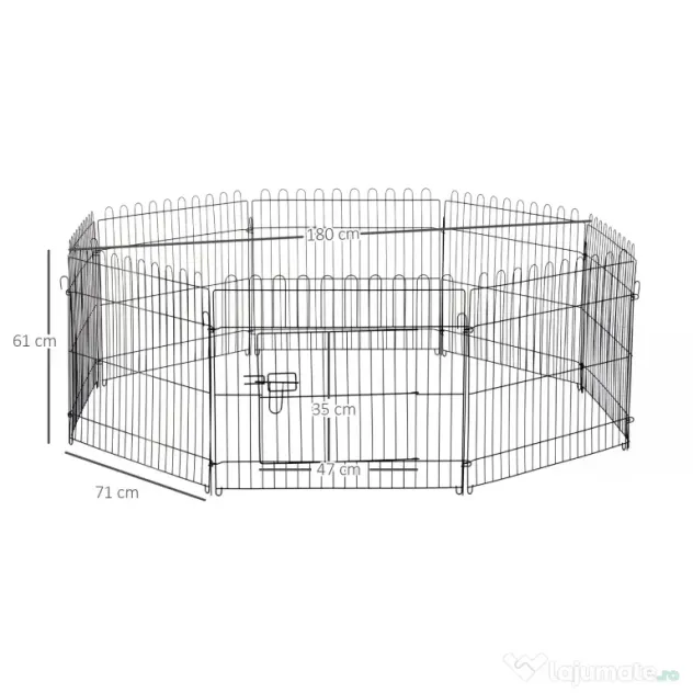 PawHut Țarc pentru Animale Mici, Cușcă Modulară din Oțel pentru Câini, Pisici, Pui, 158x61 cm, Negru | Aosom Romania