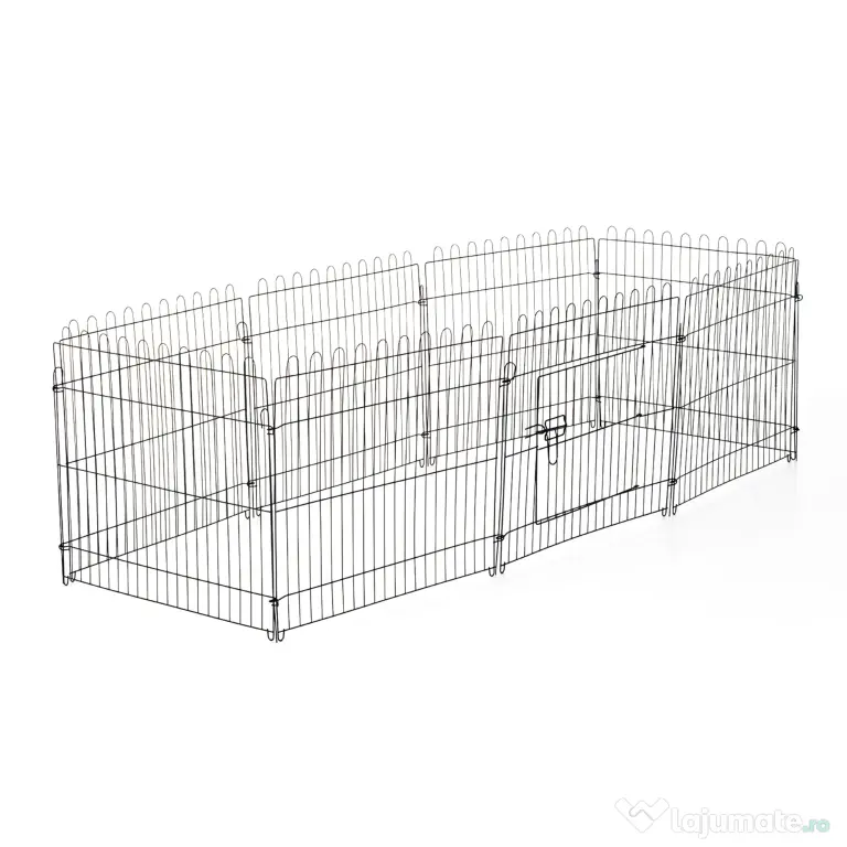 PawHut Țarc pentru Animale Mici, Cușcă Modulară din Oțel pentru Câini, Pisici, Pui, 158x61 cm, Negru | Aosom Romania