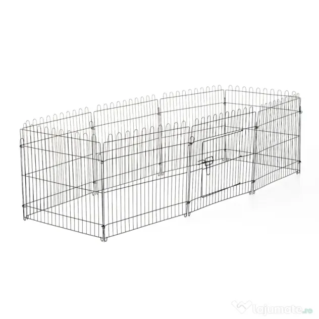 PawHut Țarc pentru Animale Mici, Cușcă Modulară din Oțel pentru Câini, Pisici, Pui, 158x61 cm, Negru | Aosom Romania