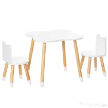 HOMCOM Set de Masă și Scaun din Lemn pentru Copii, Masă de Activități pentru Copii cu Vârsta de 3+ ani, 56x56x50 cm, Gri | Aosom Romania