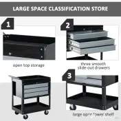 HOMCOM Caucior pentru Atelier Profesional Comoda pentru Scule in Lamiera, Nero, 68x46x88cm 