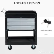 HOMCOM Caucior pentru Atelier Profesional Comoda pentru Scule in Lamiera, Nero, 68x46x88cm 