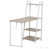 HOMCOM Birou cu Bibliotecă Integrată 3 Rafturi și Blat Pliabil Design Modern din Lemn și Metal pentru Acasă și Birou | Aosom Romania 