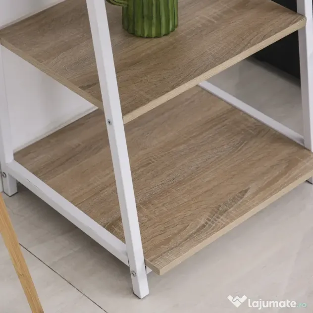HOMCOM Birou cu Bibliotecă Integrată 3 Rafturi și Blat Pliabil Design Modern din Lemn și Metal pentru Acasă și Birou | Aosom Romania