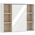 HOMCOM Dulap cu Oglindă din MDF și PAL cu 3 Rafturi Laterale și Raft Reglabil la Interior, 60x14,5x49,4 cm