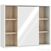 HOMCOM Dulap cu Oglindă din MDF și PAL cu 3 Rafturi Laterale și Raft Reglabil la Interior, 60x14,5x49,4 cm