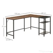 HOMCOM birou pentru calculator, stil industrial, 150x120x75cm | Aosom Ro