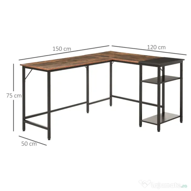 HOMCOM birou pentru calculator, stil industrial, 150x120x75cm | Aosom Ro