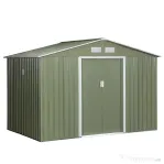 Outsunny Magazie de gradina 277 x 195 x 192cm cu usi glisante duble, 4 orificii de aerisire, din otel durabil, verde