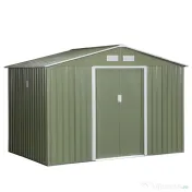 Outsunny Magazie Spațioasă pentru Grădină cu Uși Glisante și Ventilație, Structură din Oțel Durabil, 277x195x192 cm, Verde | Aosom Romania 