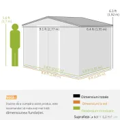 Outsunny Magazie Spațioasă pentru Grădină cu Uși Glisante și Ventilație, Structură din Oțel Durabil, 277x195x192 cm, Verde | Aosom Romania 