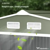 Outsunny Magazie Spațioasă pentru Grădină cu Uși Glisante și Ventilație, Structură din Oțel Durabil, 277x195x192 cm, Verde | Aosom Romania 