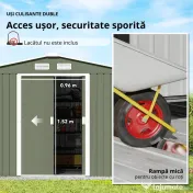 Outsunny Magazie Spațioasă pentru Grădină cu Uși Glisante și Ventilație, Structură din Oțel Durabil, 277x195x192 cm, Verde | Aosom Romania 