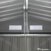 Outsunny Magazie Spațioasă pentru Grădină cu Uși Glisante și Ventilație, Structură din Oțel Durabil, 277x195x192 cm, Verde | Aosom Romania 