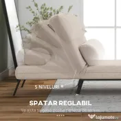 Fotoliu pat extensibil HOMCOM O Persoana cu Saltea si Perna Captusita, Cadru din Metal, Bej | Aosom Romania