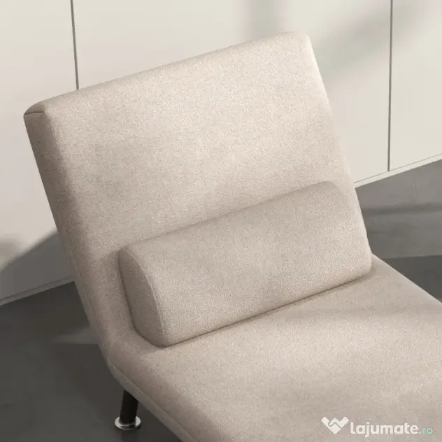 Fotoliu pat extensibil HOMCOM O Persoana cu Saltea si Perna Captusita, Cadru din Metal, Bej | Aosom Romania