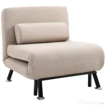 Homcom Fotoliu Pat Extensibil – 1 Persoana, cu Saltea & Perna Bej