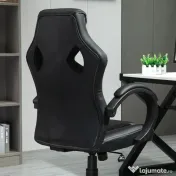 HOMCOM Scaun pentru birou, cu roti rotative la 360°, scaun gaming, inaltimea reglabila, Negru | Aosom Romania 