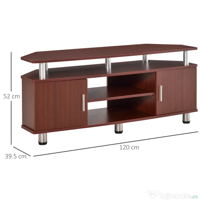 Mobilier pentru TV HOMCOM, 2 rafturi, 120x39.5x52cm, maro | Aosom Romania