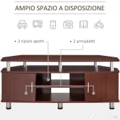 Mobilier pentru TV HOMCOM, 2 rafturi, 120x39.5x52cm, maro | Aosom Romania