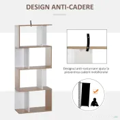 HOMCOM Librarie de Design Modern 4 rafturi Lemn Natural si Alb, 60x24x148cm 