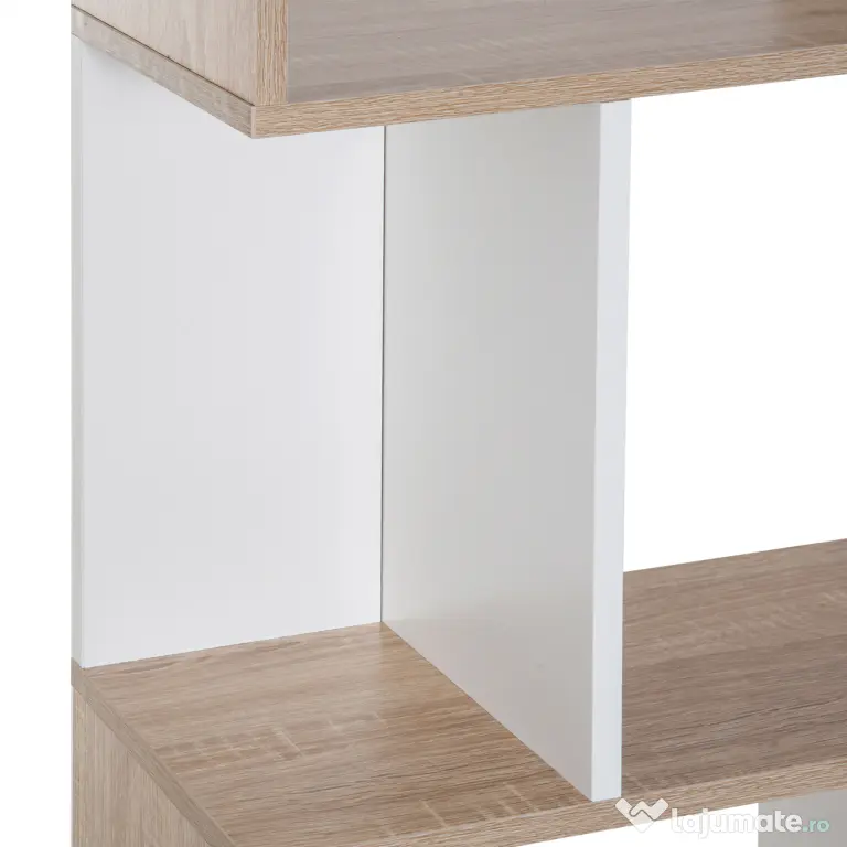 HOMCOM Librarie de Design Modern 4 rafturi Lemn Natural si Alb, 60x24x148cm