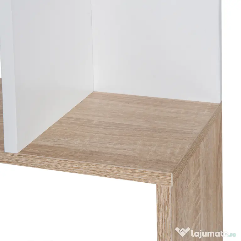 HOMCOM Librarie de Design Modern 4 rafturi Lemn Natural si Alb, 60x24x148cm