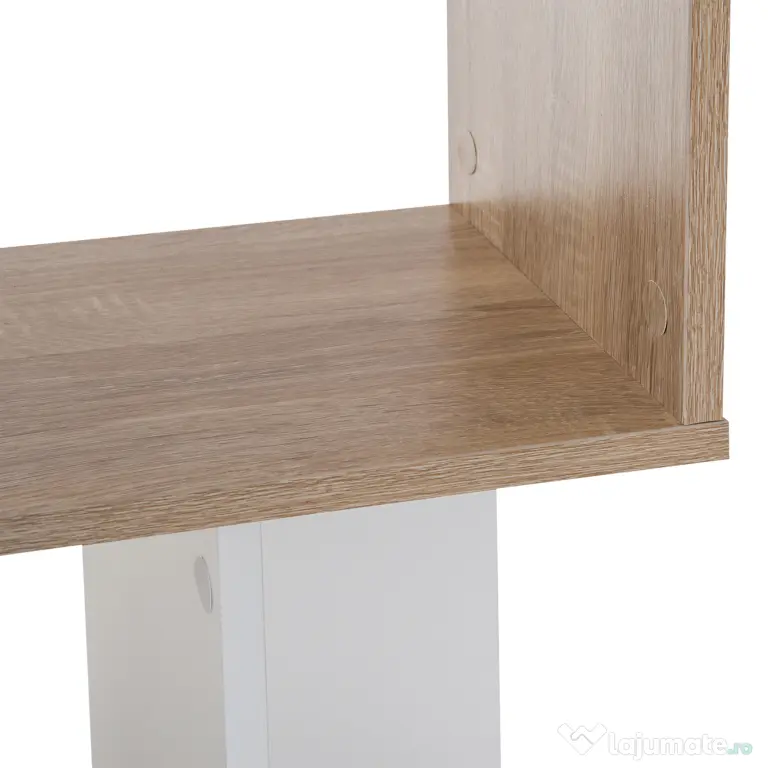 HOMCOM Librarie de Design Modern 4 rafturi Lemn Natural si Alb, 60x24x148cm