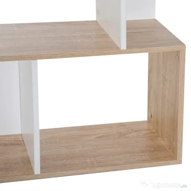 HOMCOM Librarie de Design Modern 4 rafturi Lemn Natural si Alb, 60x24x148cm