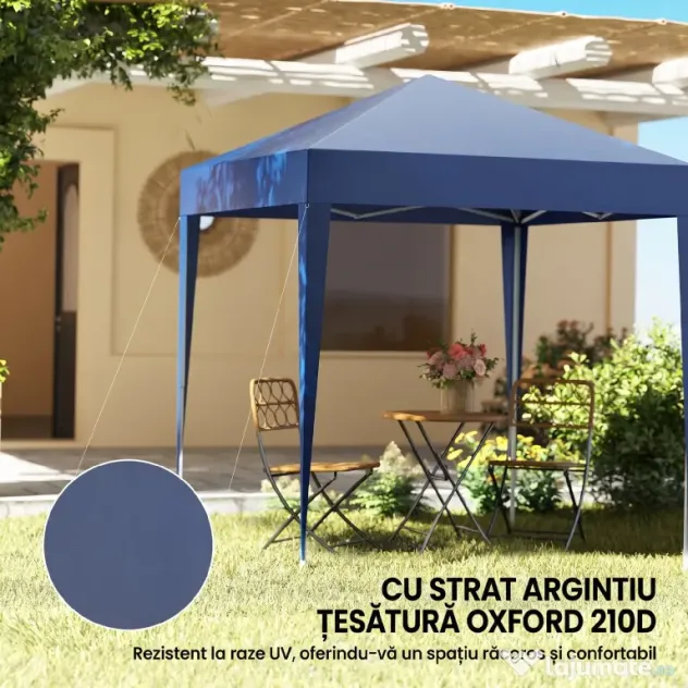 Outsunny Foisor Pliabil 2x2m cu 4 Pereți Detașabili Albastru pentru Evenimente în Aer Liber | Aosom Romania