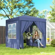 Outsunny Foișor Pliabil Pop-Up 2x2 m cu 4 Pereți Detașabili din Poliester și Oțel, Albastru 