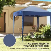 Outsunny Foișor Pliabil Pop-Up 2x2 m cu 4 Pereți Detașabili din Poliester și Oțel, Albastru 