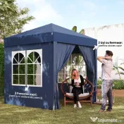 Outsunny Foișor Pliabil Pop-Up 2x2 m cu 4 Pereți Detașabili din Poliester și Oțel, Albastru 