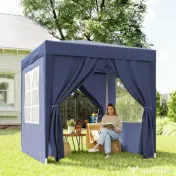 Outsunny Foișor Pliabil Pop-Up 2x2 m cu 4 Pereți Detașabili din Poliester și Oțel, Albastru 