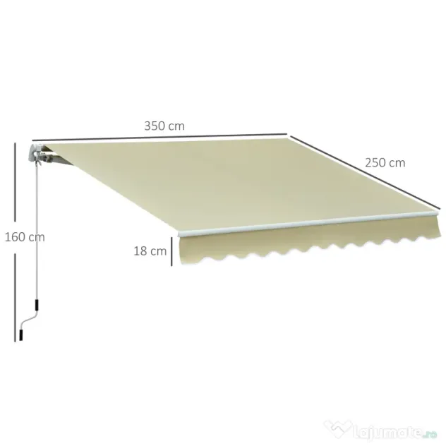 Outsunny copertina pentru soare, cu manivela, 295 x 250 cm | AOSOM RO