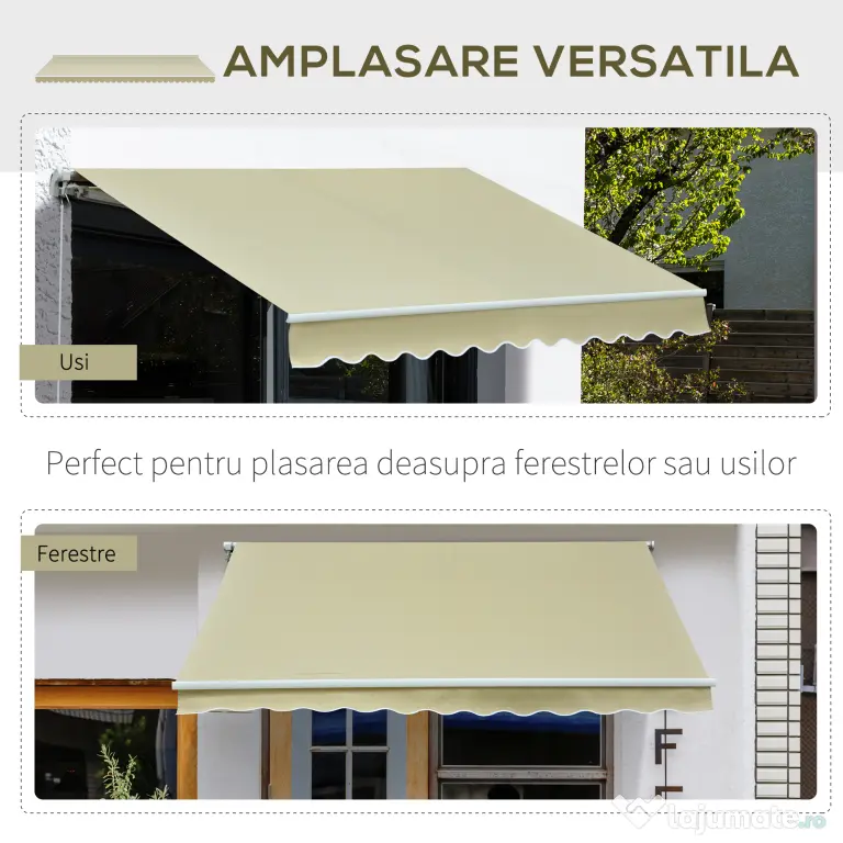 Outsunny copertina pentru soare, cu manivela, 295 x 250 cm | AOSOM RO
