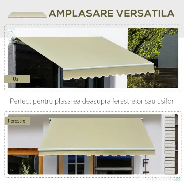 Outsunny copertina pentru soare, cu manivela, 295 x 250 cm | AOSOM RO