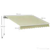 Outsunny copertina pentru soare, cu manivela, 295 x 250 cm 
