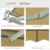 Outsunny copertina pentru soare, cu manivela, 295 x 250 cm 