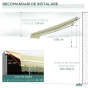 Outsunny copertina pentru soare, cu manivela, 295 x 250 cm 
