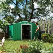 Casuta Pentru Unelte de Gradina Outsunny, Lamiera si Fier Verde 277x191x192cm | Aosom Romania 